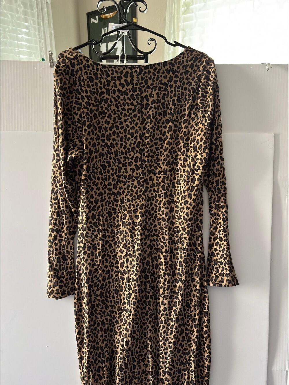 Isabel Leopard Print Long Sleeve Draped Dress size Large NWT - Picture 2 of 7